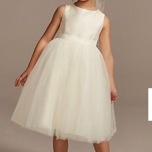 Flower Girl Dress with Tulle and Ribbon Waist